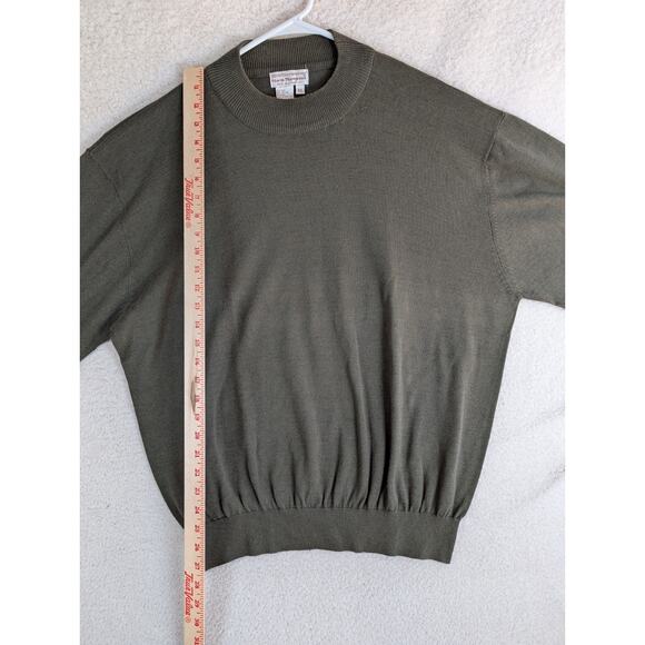 Vintage Norm Thompson Sweater Mens XL Green Silk Blend Ribbed Soft Lightweight - Picture 6 of 16